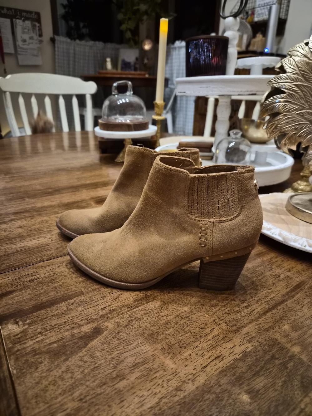 Women's Suede Ankle Boots in Tan